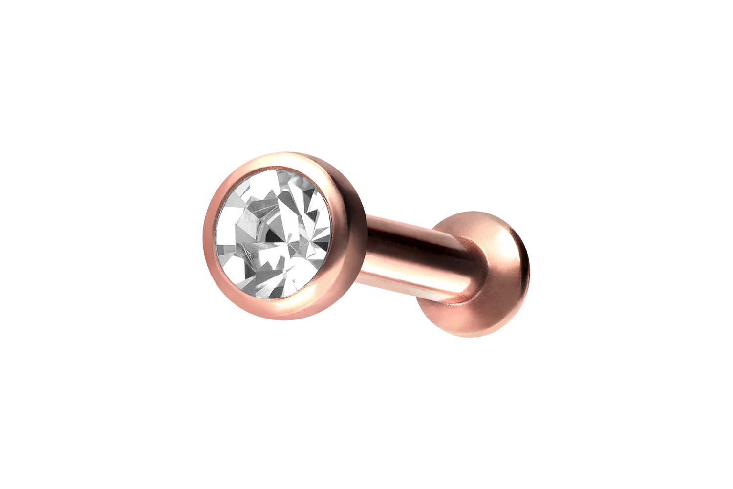 Chirurgenstahl Triple Piercing Mini Labret mit Innengewinde FLAT-DISC + KRISTALL